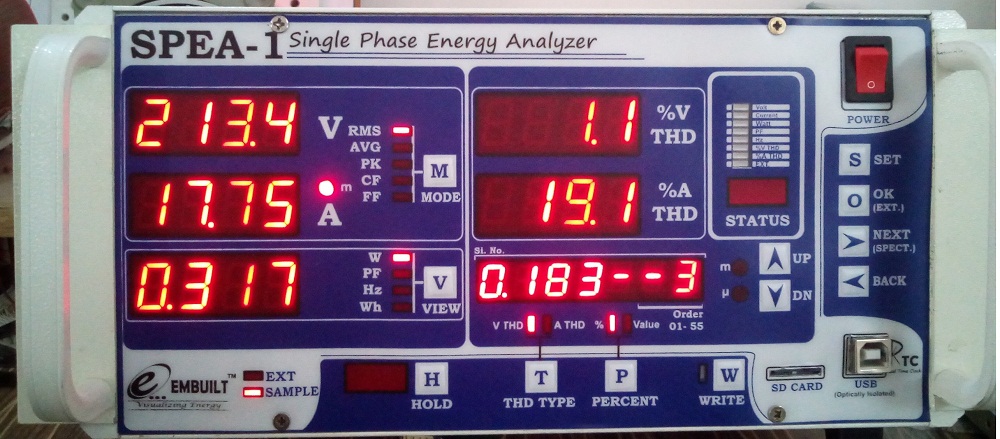 SPEA1 Voltage Harmonics as Percentage   LED Driver Testing THD Measurement example