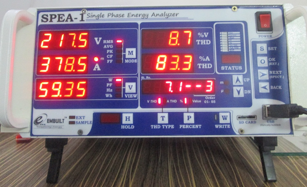 Voltage 3rd Harmonics analysis page of SPEA-1 for Laptop Charger